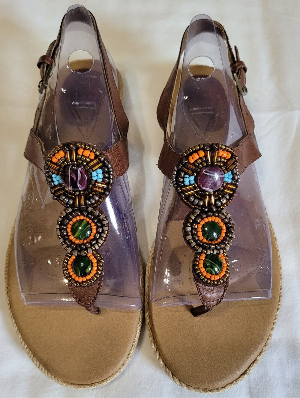 B.O.C. Born Beaded Thong Sandals - Sz 9, Brown, EUC